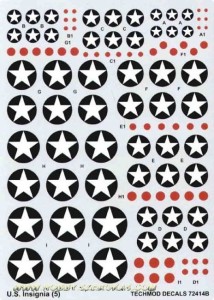 1:72 Kalkomanie US insignia 1919-1943 - Techmod 72414