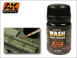 Wash Enamel - DARK BROWN for GREEN VEHICLES - AK-interactive  AK045