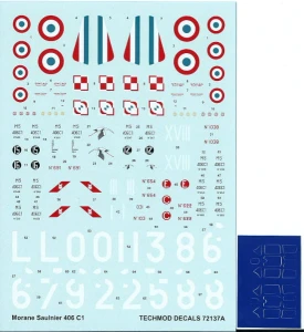 1:72 Kalkomanie Morane-Saulnier MS.406 C1 - Techmod 72137  + maski