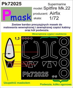 1:72 Maski - SPITFIRE Mk.22 [Airfix] - Pmask Pk72025