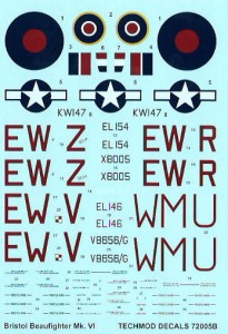 1:72 Kalkomanie BEAUFIGHTER VI - Techmod 72005 