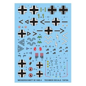 1:72 Kalkomanie Messerschmitt BF-109 E-4 - Techmod 72078