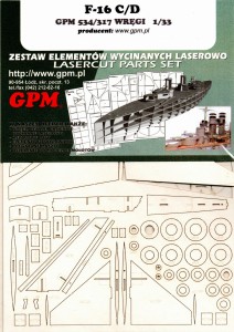 1:33 Elementy wycinane laserowo do F-16 C/D  - GPM 534