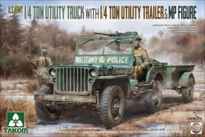 1:35 1/4 ton UTILITY TRUCK with 1/4 ton UTILITY TRAILER & MP FIGURE- Takom 2126