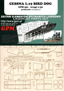1:33 Elementy wycinane laserowo do L-19 BIRD DOG- GPM551
