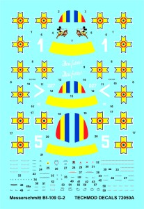 1:72 Kalkomanie Messerschmitt Bf-109 G-2 - Techmod 72050