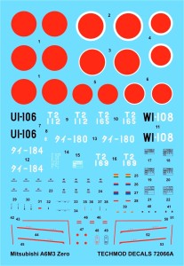 1:72  Kalkomanie A6M3 ZERO - Techmod 72066