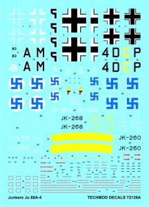 1:72 Kalkomanie Ju-88 A-4 - Techmod 72139