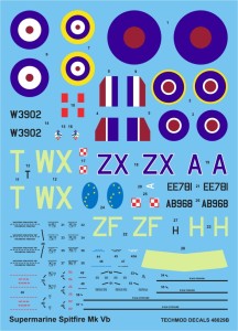 1:48 Kalkomanie SPITFIRE V b - Techmod 48029
