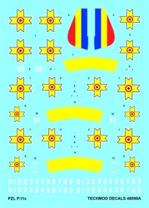 1:48 Kalkomanie PZL P.11 c - Techmod 48090