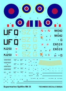 1:48 Kalkomanie SPITFIRE Mk.IX - Techmod 48092