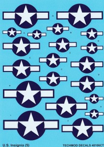 1:48 Kalkomanie US National Insignia 1943-1947 - Techmod 48106