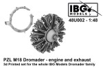 1:48 Elementy 3D druk PZL M18 DROMADER Engine Exhaust - IBG 48U002