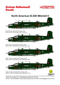 1:72  Kalkomanie B-25 D MITCHELL II - Techmod 72017