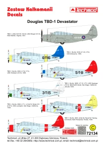 1:72 Kalkomanie TBD-1 DEVASTATOR - Techmod 72134+ Maski