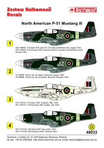1:48 Kalkomanie P-51 MUSTANG III - Techmod 48033