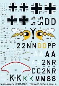 1:72 Kalkomanie Messerschmitt BF-110 D - Techmod 72003