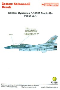 1:72 Techmod kalkomanie 72158 F-16 C/D Block 52+