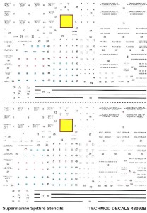 1:48 Techmod kalkomanie 48093 Spitfire I - XVI Napisy Eksploatacyjne