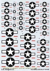 1:72 Kalkomanie US INSIGNIA - Techmod 72410