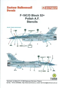 1:72 Techmod kalkomanie 72068 F-16 C/D Block 52+ napisy eksploatacyjne