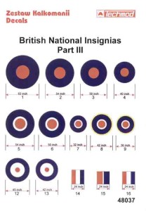 1:48 Techmod kalkomanie 48037 Brytyjskie Oznaczenia III