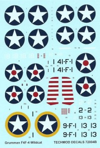 1:72  Kalkomanie  F4F-4 WILDCAT - Techmod 72004