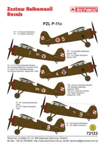 1:72 Kalkomanie PZL P.11 c - Techmod 72123