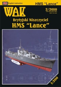 1:200 HMS LANCE - Brytyjski niszczyciel z II w.ś. - WAK 2010/ 2