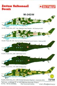 1:72 Kalkomanie Mil Mi-24 D/W - Techmod 72154