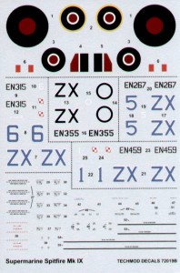 1:72 Kalkomanie Spitfire Mk.IX - Techmod 72019