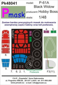 1:48 Maski – P-61 A BLACK WIDOW [HobbyBoss] - Pmask Pk48041