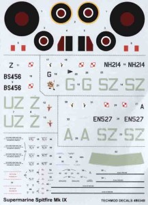 1:48 Kalkomanie SPITFIRE Mk.IX - Techmod 48034