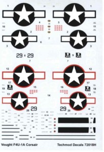 1:72 Kalkomanie Vought F4U-1A CORSAIR - Techmod 72018 
