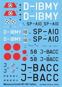 1:72 Kalkomanie Messerschmitt BF-108 TAJFUN - Techmod 72036