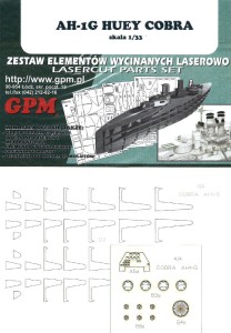 1:33 Elementy wycinane laserowo do AH-1 G Huey Cobra- GPM405