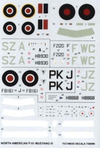 1:72 Kalkomanie P-51 MUSTANG  III - Techmod 72009